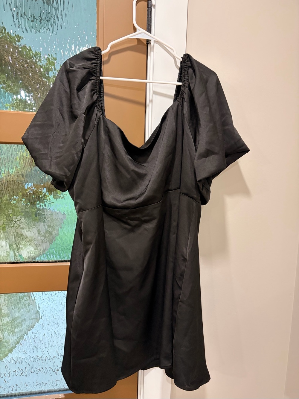 ARULA Black Mini Dress with Puff Sleeves